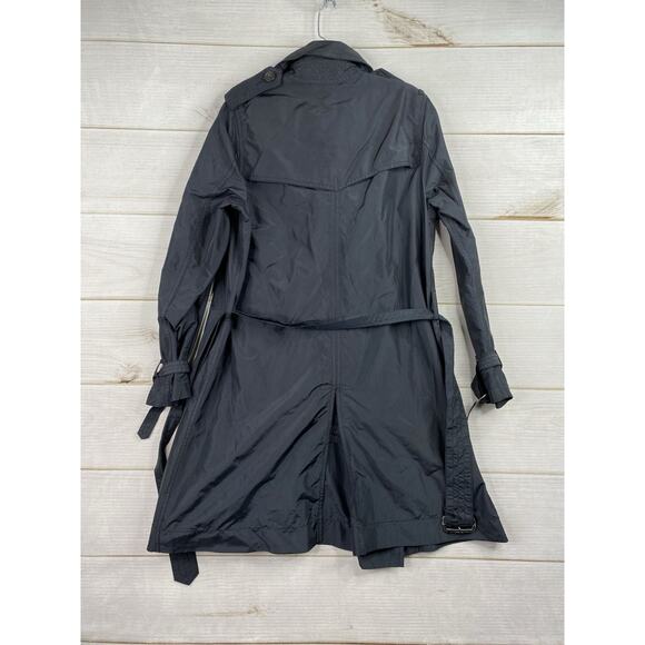 Banana Republic Rain Coat Womens S Black Polyurethane Coated Trench Belted 90s - Picture 13 of 14